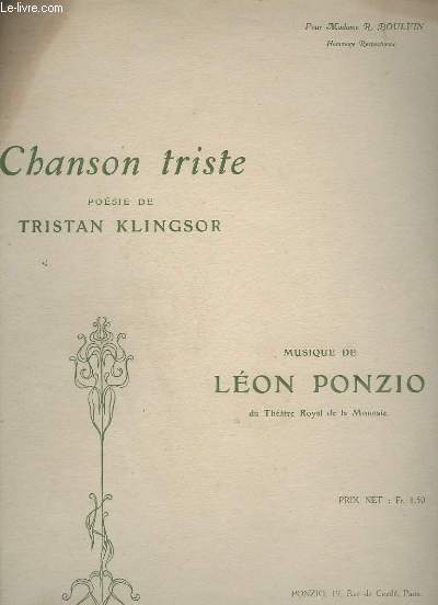 CHANSON TRISTE - PIANO + CHANT.