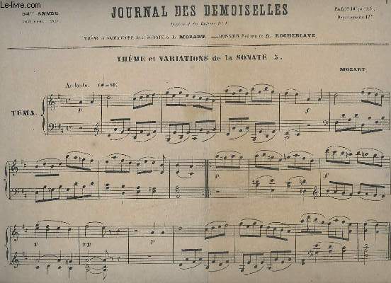 JOURNAL DES DEMOISELLES - THEME ET VARIATIONS DE LA SONATE 5 + BONSOIR.