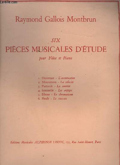6 PIECES MUSICALES D'ETUDE POUR FLUTE ET PIANO.
