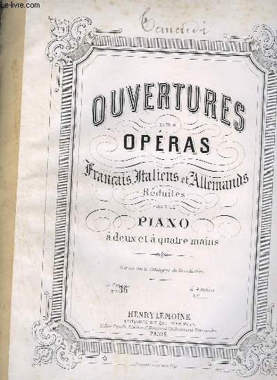 OUVERTURES DES OPERAS POUR PIANO A 2 MAINS.