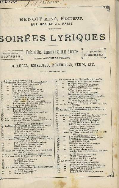 SOIREES LYRIQUES N13 : L'AFFRICAINE - CHANT.