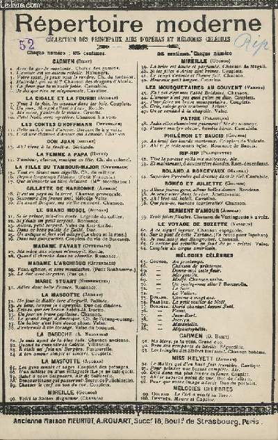 REPERTOIRE MODERNE N52 : RIP : VIVE LA PARESSE VOILA MA MAITRESSE.