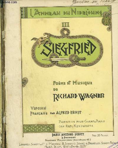 SIEGFRIED - L'ANNEAU DU NIBELOUNG 3 - PIANO ET CHANT.