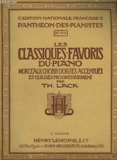 LES CLASSIQUES FAVORIS DU PIANO - VOLUME 3 - N1046.
