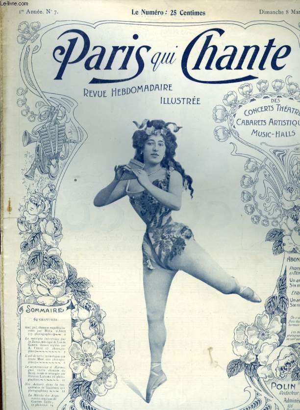 PARIS QUI CHANTE 1re anne N 7 Gui Gui par N. d'ASIY, La musique interpretee par la Danse par L. GANNE, l'Oeil de verre par J. MOY, le cornemuseaux Marmignol par H. LAPAIRE, Nos acteurs dans la rue par GALIPAUX, La Marche des Argonautes par G. LERY.