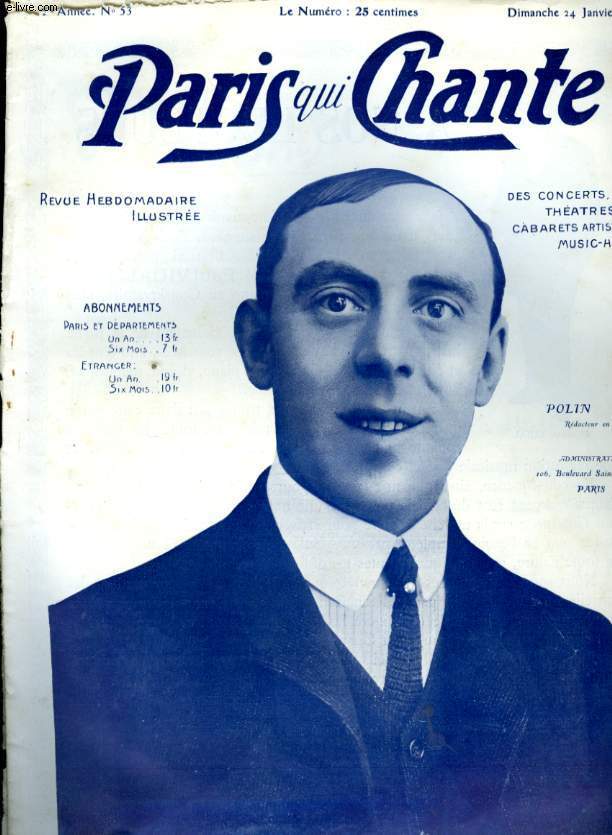 PARIS QUI CHANTE 2me anne N 53 Valse des Bals de la Cour de Vienne par J. LANNER, Les Jaloux par FRAGSON, Petites sources par A. MARGIS.