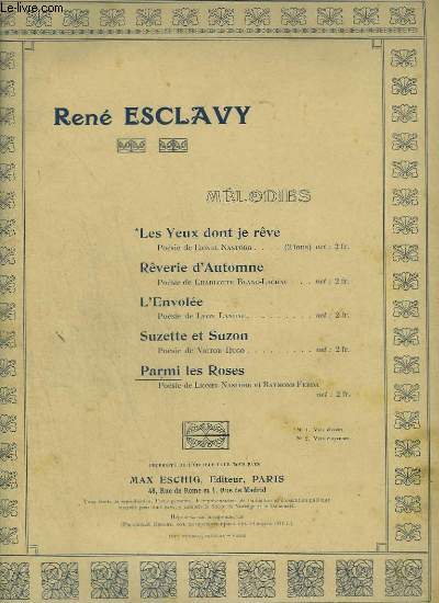 PARMI LES ROSES - PIANO ET CHANT.