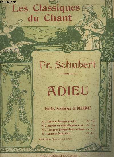 LES CLASSIQUES DU CHANT - N1 : ADIEU - TENOR OU SOPRANO EN MI B.