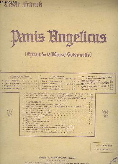 PANIS ANGELICUS - POUR CHOEUR A 2 VOIX EGALES + VIOLON + ORGUE.