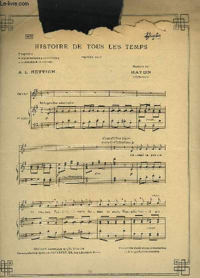 HISTOIRE DE TOUS LES TEMPS - PIANO ET CHANT.