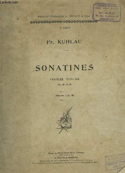 SONATINES - PREMIER VOLUME - OP. 20 ET 55.
