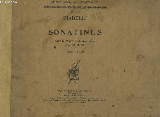 SONATINES POUR LE PIANO A 4 MAINS.
