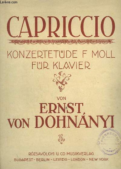 CAPRICCIO - KONZERTETUDE F MOLL FUR KLAVIER.