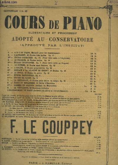 COURS DE PIANO N2 - L'ALPHABET : 25 ETUDES TRES FACILES ET SANS OCTAVE POUR PIANO.