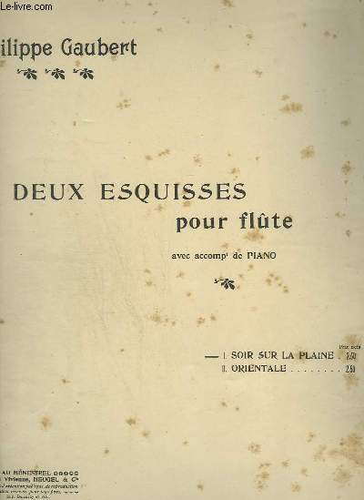 DEUX EXQUISSES POUR FLUTE AVEC ACCOMPAGNEMENT DE PIANO - N1 : SOIR SUR LA PLAINE.