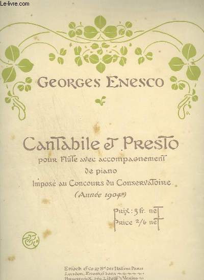 CANTABILE ET PRESTO POUR FLUTE ET PIANO.
