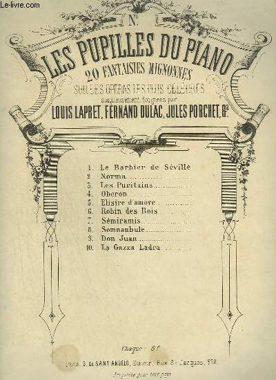 LES PUPILLES DU PIANO N7 : SEMIRAMIS - OPERA DE ROSSINI POUR PIANO.