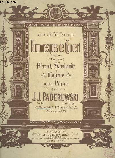 HUMORESQUES DE CONCERT : MENUET POUR PIANO - 1 CAHIER A L'ANTIQUE.