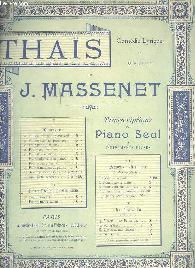 THAIS N1 A : MEDITATION POUR PIANO SEUL.