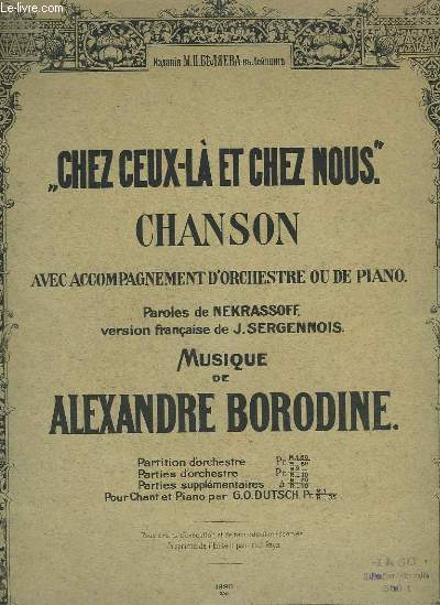 CHEZ CEUX LA ET CHEZ NOUS - CHANSON AVEC ACCOMPAGNEMENT DE PIANO - PAROLES RUSSES ET FRANCAISES.