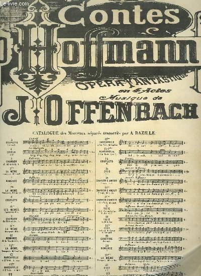 LES CONTES D'HOFFMAN - OPERA FANTASTIQUE N13 TER POUR PIANO ET CHANT A 1 VOIX.