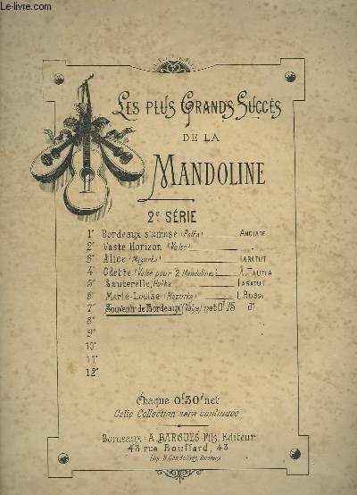 SOUVENIR DE BORDEAUX - VALSE POUR 2 MANDOLINES.