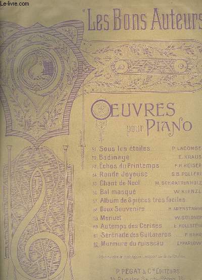 LES BONS AUTEURS - N62 : MURMURE DU RUISSEAU - POUR PIANO.