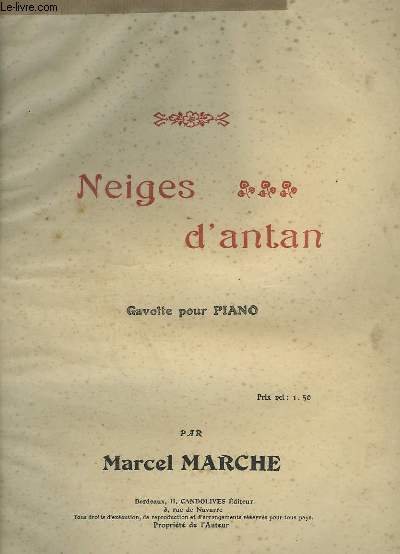 NEIGES D'ANTAN - POUR PIANO.
