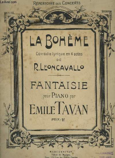 LA BOHEME - COMEDIE LYRIQUE EN 4 ACTES POUR PIANO.