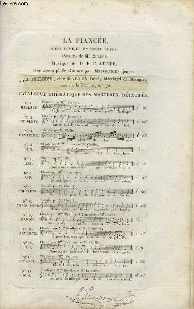 LA FIANCEE - N13 : ROMANCE POUR CHANT ET GUITARE.