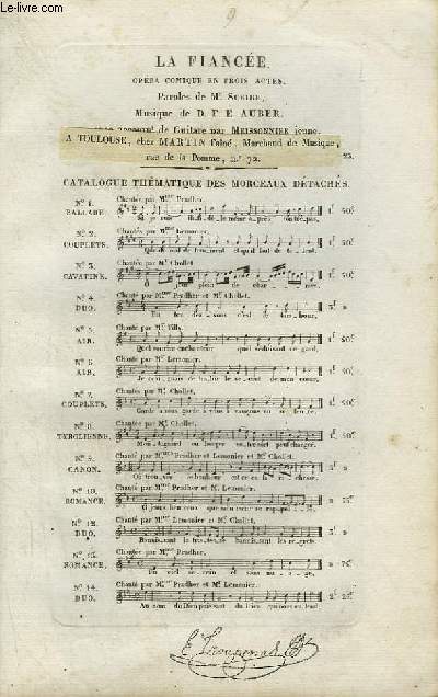 LA FIANCEE - N9 : CANON POUR CHANT ET GUITARE.