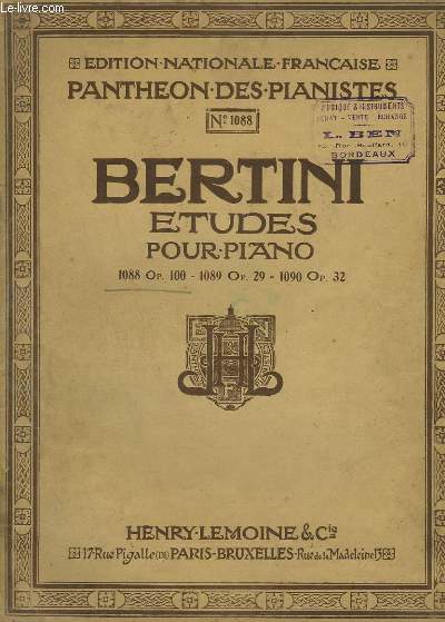 ETUDES POUR PIANO - N1088 OP.100 : 25 ETUDES POUR LES PETITES MAINS.