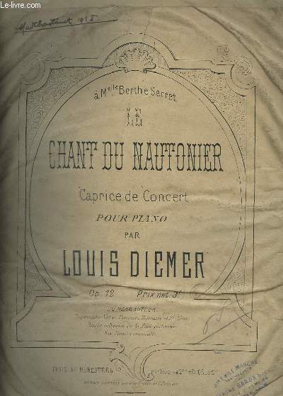 LE CHANT DU NAUTONIER - CAPRICE DE CONCERT - POUR PIANO.