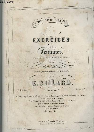 EXERCICES ET GAMMES - DANS TOUS LES TONS MAJEURS ET MINEUR POUR PIANO.