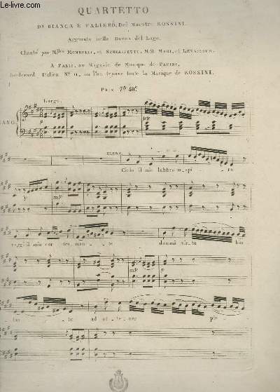 QUARTETTO - DI BIANCA E FALIERO - PIANO ET CHANT.
