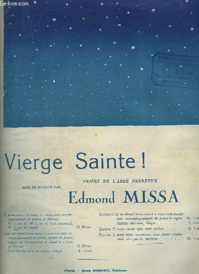 VIERGE SAINTE ! - PRIERE DE L'ABBE PERREYVE - PIANO ET CHANT.