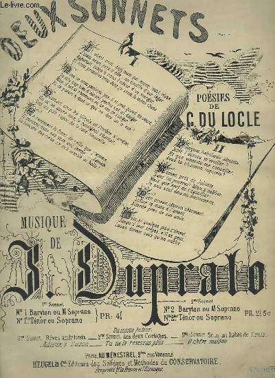 SONNET - PIANO ET CHANT BARYTON OU CONTRALTO.