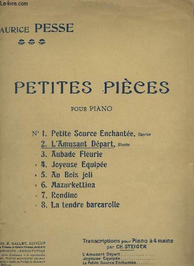 PETITES PIECES POUR PIANO A 4 MAINS - N2 : L'AMUSANT DEPART.