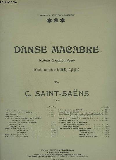 DANSE MACABRE - POUR PIANO A 4 MAINS.