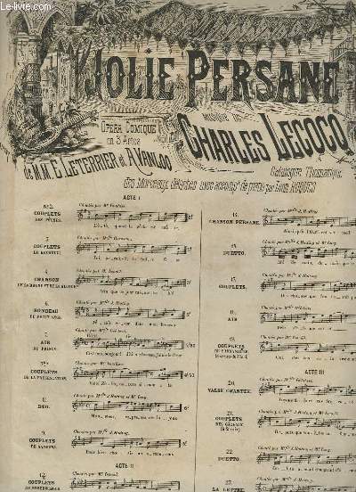 JOLIE PERSANE - N 6 : RONDEAU DU PETIT ANGE POUR PIANO ET CHANT.