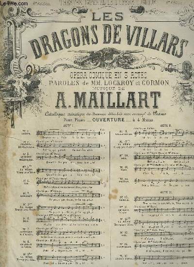 LES DRAGONS DE VILLARS - N4 : AIR POUR PIANO ET CHANT.