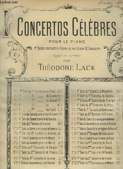 CONCERTOS CELEBRES N1 : 1 SOLO DU 1 CONCERTO DE FIELD.
