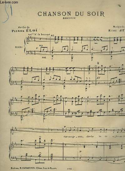 CHANSON DU SOIR - POUR PIANO ET CHANT.