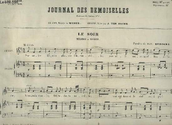 JOURNAL DES DEMOISELLES - 36 ANNEE DE NOVEMBRE 1868 : LE SOIR - PIANO ET CHANT.