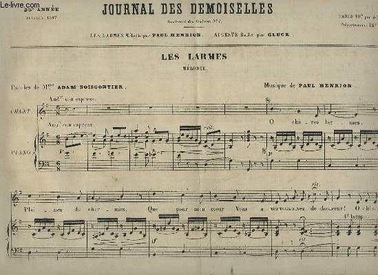 JOURNAL DES DEMOISELLES - 35 ANNEE DE JANVIER 1867 : LES LARMES - PIANO ET CHANT.