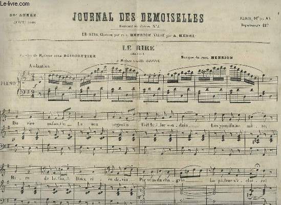 JOURNAL DES DEMOISELLES - 34 ANNEE DE JANVIER 1866 : LE RIRE - PIANO ET CHANT.