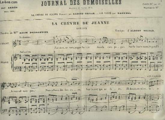 JOURNAL DES DEMOISELLES - 34 ANNEE DE MARS 1866 : LA CHEVRE DE JEANNE - PIANO ET CHANT.