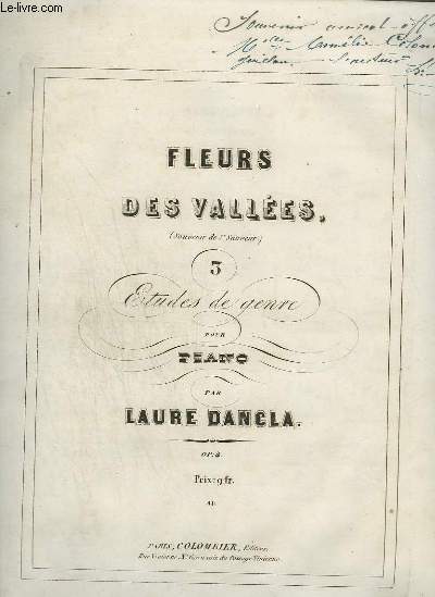 FLEURS DES VALLEES - 3 ETUDES DE GENRE POUR PIANO + ENVOI DE L'AUTEUR.