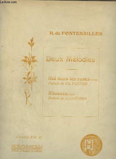 DEUX MELODIES - N1 : NID DANS LES ROSES - POUR PIANO ET CHANT TENOR OU SOPRANO.111