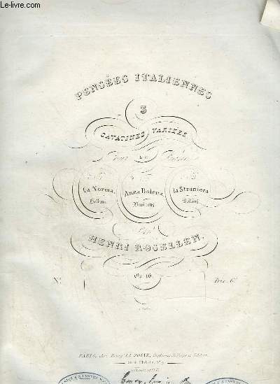 PENSEES ITALIENNES - 3 CAVATINES VARIEES POUR LE PIANO - N3 : CAVATINE DE LA STRANIERA.